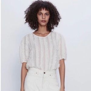 NWT Zara Blouse in Beige/Cream, Size Medium